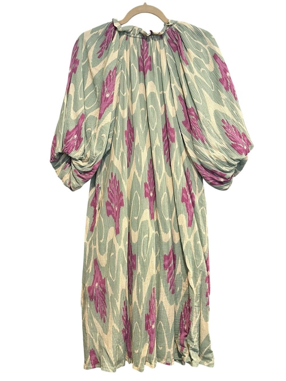 Ollari New York Ikat Cotton Shift Dress with Tie Belt Boho Coastal | Size L - Picture 6 of 11